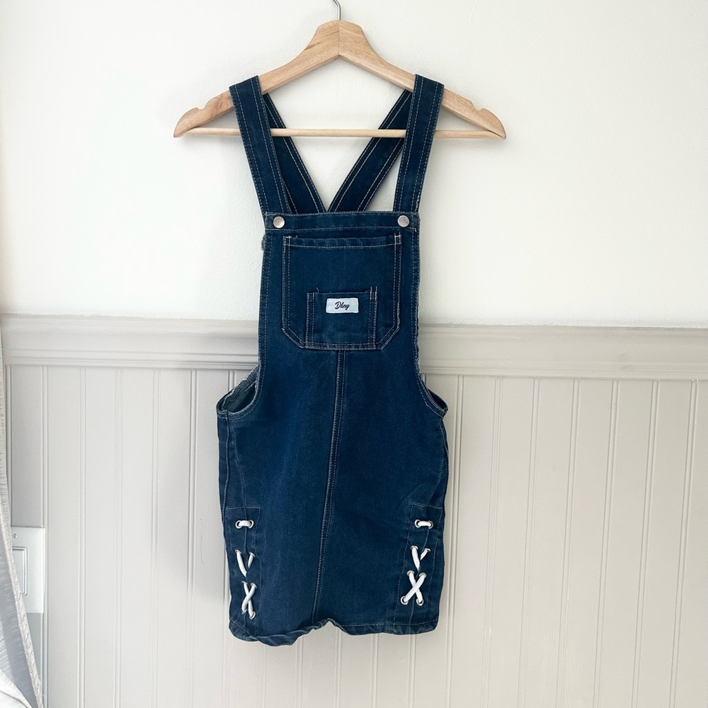 DKNY Girls Size 12 Blue Denim Skirt Overalls Streetwear